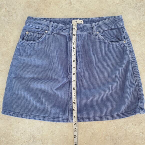 Topshop High-waisted Corduroy A-line Mini Skirt Sky Blue Size 8 - Picture 11 of 11